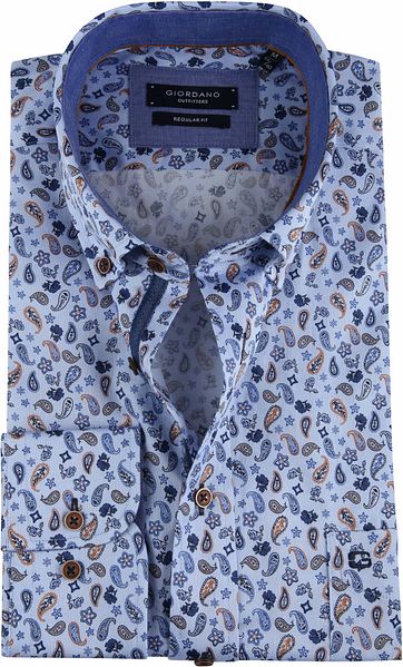 Giordano Overhemd Paisley Blauw