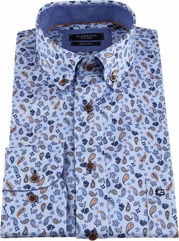 Giordano Overhemd Paisley Blauw