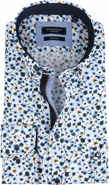 Giordano Walker Overhemd Bloemen Blauw