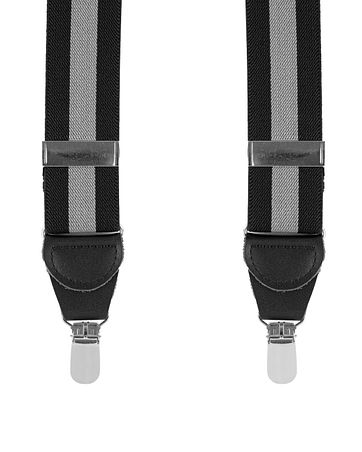 Hosentäger Streifen Schwarz + Grau