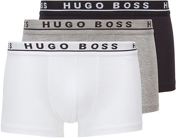 Hugo Boss Boxershorts Trunk 3-Pack Zwart Grijs Wit