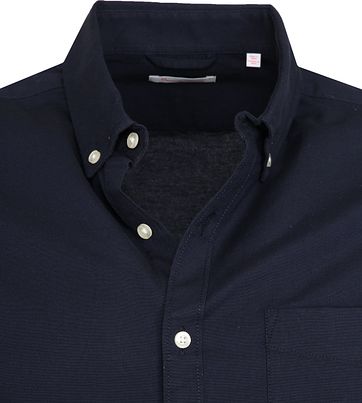 KnowledgeCotton Apparel Overhemd Stretch Navy