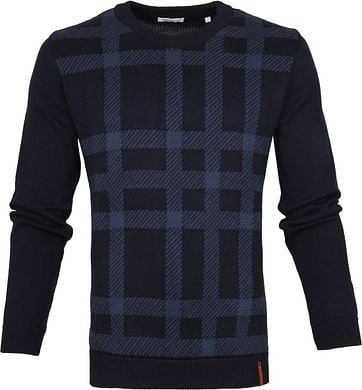 KnowledgeCotton Apparel Pullover Dessin Dunkelblau