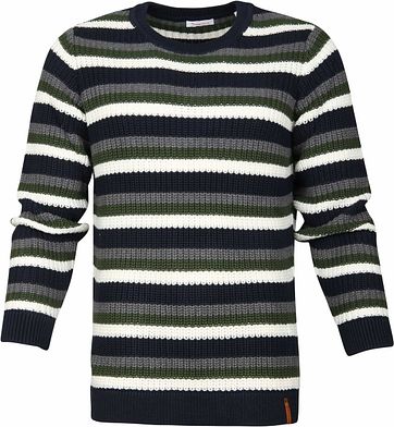 KnowledgeCotton Apparel Striped Rib Pullover