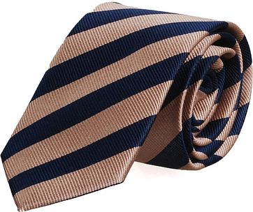 Krawatte Beige - Navy Streifen FD15