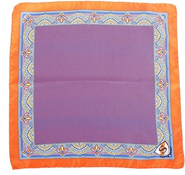 Krawatte mit Einstecktuch Seide Orange Lila 