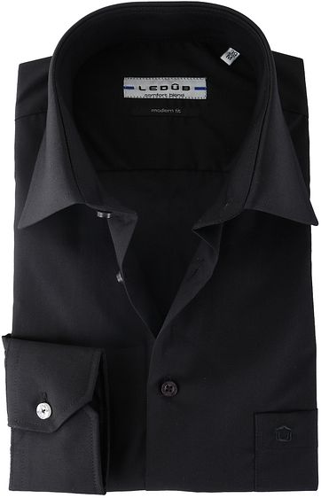 Ledub Hemd Schwarz Modern Fit