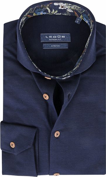 Ledub Hemd Stretch Dunkelblau