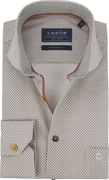 Ledub Overhemd MF Dessin Bruin