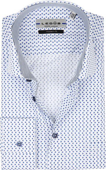 Ledub Overhemd Patroon Blauw