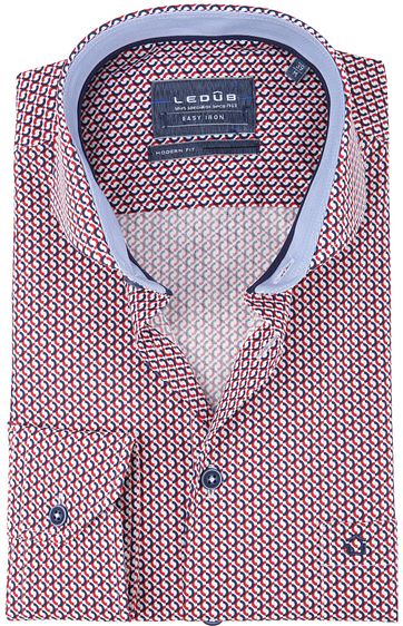 Ledub Overhemd Rood Patroon
