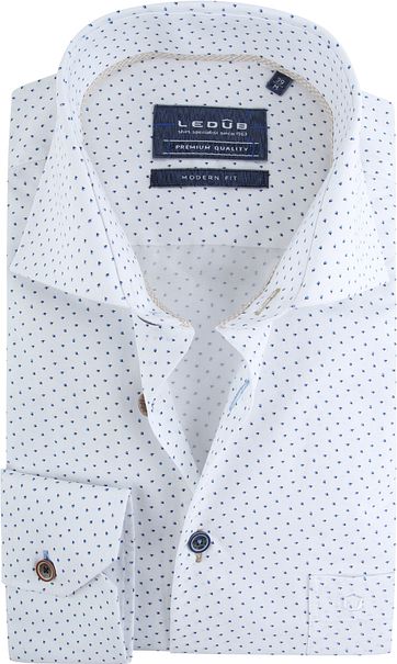 Ledub Overhemd Wit Dessin MF