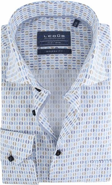 Ledub Shirt Dessin Blue Brown