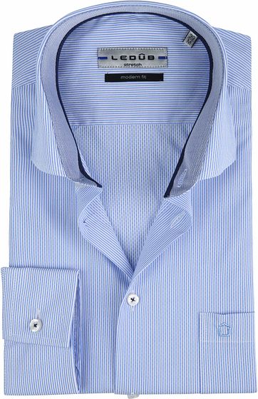 Ledub Shirt Stretch Stripes Blue