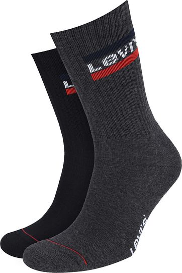 Levi's 2-Pack Sportswear Socken Schwarz Dunkelgrau