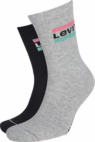 Levi's 2-Pack Sportswear Sokken Zwart Grijs