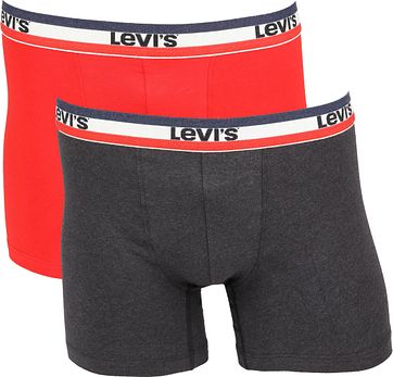 Levis Boxershorts 2 Pack Rood Grijs levis kopen in de aanbieding