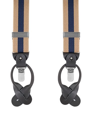 Luxus Hosenträger Beige-Dunkelblau