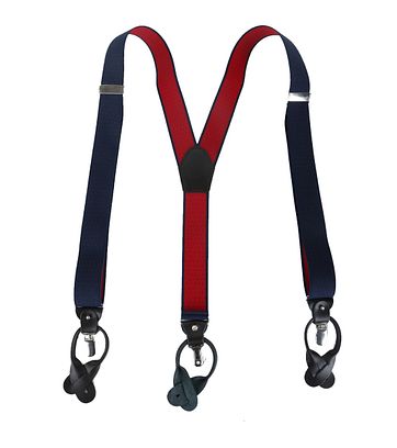 Luxus Hosenträger Dunkelblau - Rot