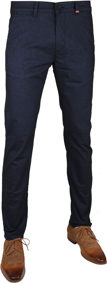 Mac Broek Lennox Herringbone Navy