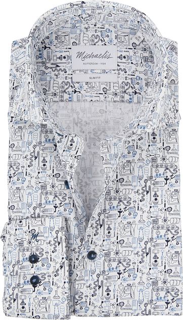 Michaelis Overhemd SF Dessin Blauw