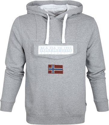 Napapijri Sweater Burgee Grijs Logo NP0A4EAV1601 online Napapijri hoodie Burgee met logo donkerblauw | wehkamp