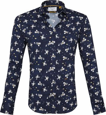 New In Town Jersey Overhemd Bloemen Navy