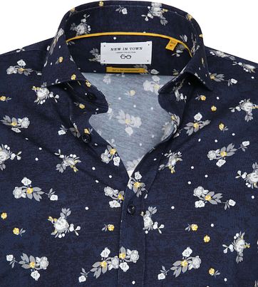 New In Town Jersey Overhemd Bloemen Navy