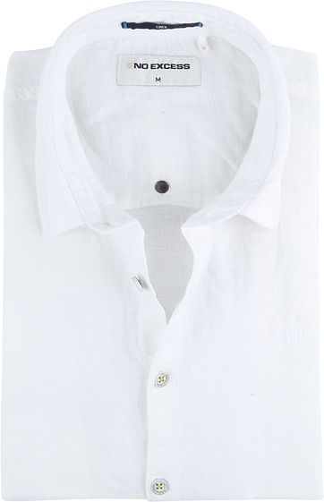No-Excess Leinen Hemd Uni Weiß