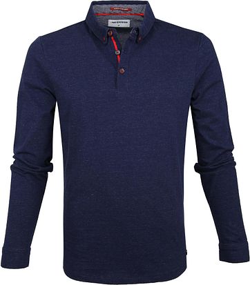 No Excess LS Poloshirt Navy Streifen