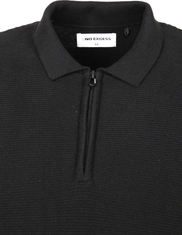 No-Excess LS Poloshirt Zip Schwarz