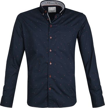 No-Excess Overhemd Print Donkerblauw
