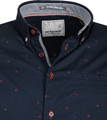No-Excess Overhemd Print Donkerblauw