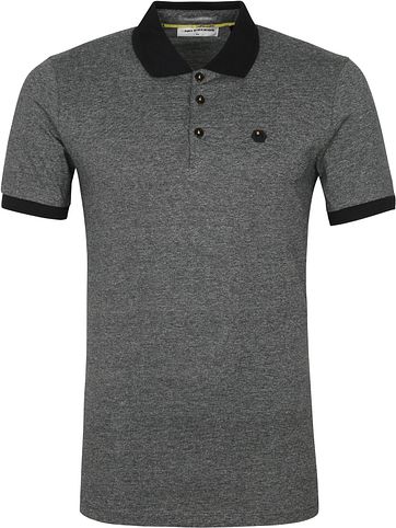 No-Excess Polo Shirt Melange Dark Grey