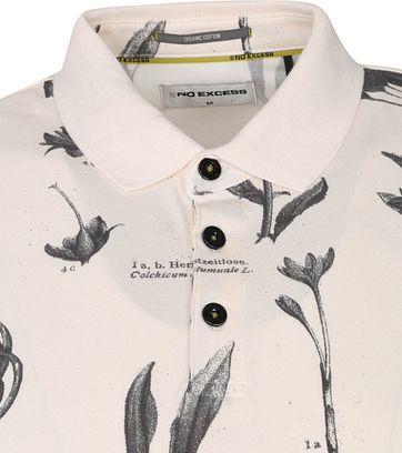 No-Excess Polo Shirt Pique Flowers Off White