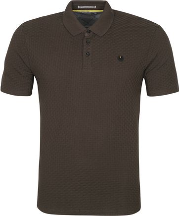 No-Excess Polo Solid Jacquard Donkergroen