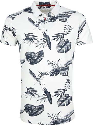 No Excess Poloshirt Blätter Weiß