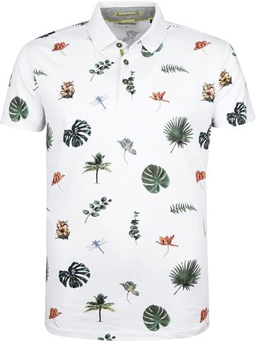No Excess Poloshirt Blumen Weiß