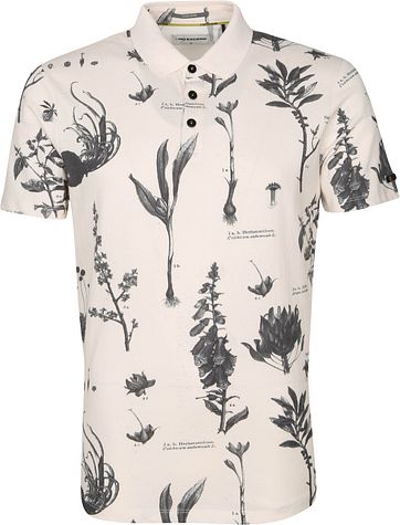No-Excess Poloshirt Pique Blumen Off White