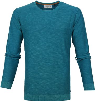 No-Excess Slubyarn Pullover Blau