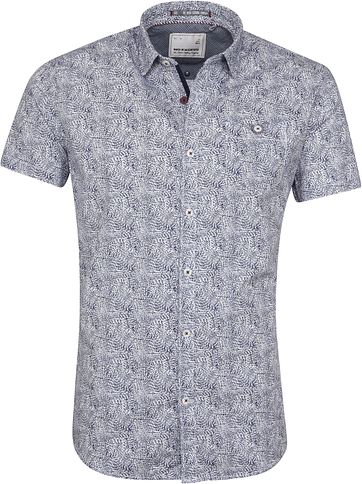 No-Excess SS Hemd Dunkelblau Print