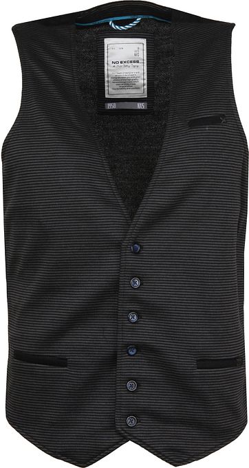 No-Excess Waistcoat Knitted Stripe Dark Grey