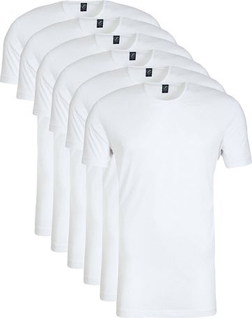 O-Ausschnitt 6-Pack Bambus T-Shirt Wei&szlig;