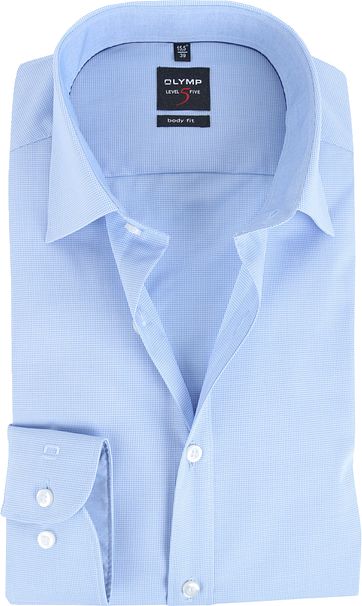 Olymp Body Fit Shirt Blue Check