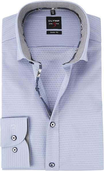OLYMP Level 5 Overhemd Blauw Dessin