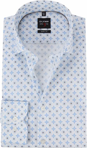 Olymp Level 5 Overhemd Bloem Blauw olymp kopen in de aanbieding