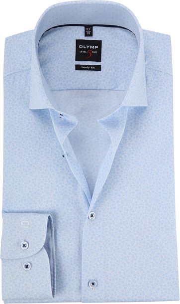 OLYMP Level 5 Shirt Flower Blue BF