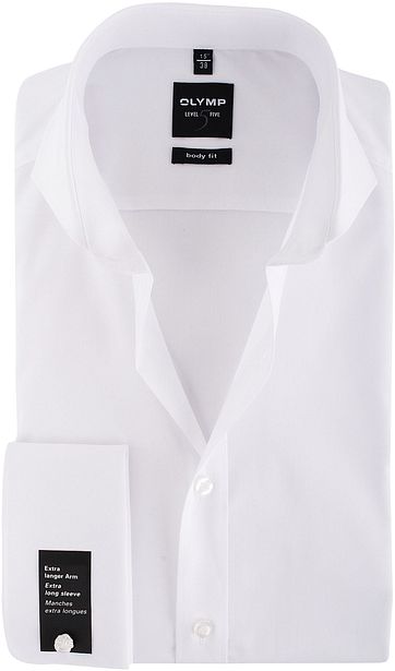 OLYMP Level Five Shirt SL7 Wit Body-Fit Dubbelmanchet