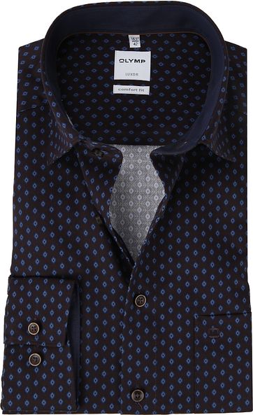 OLYMP Luxor CF Overhemd Dessin Navy