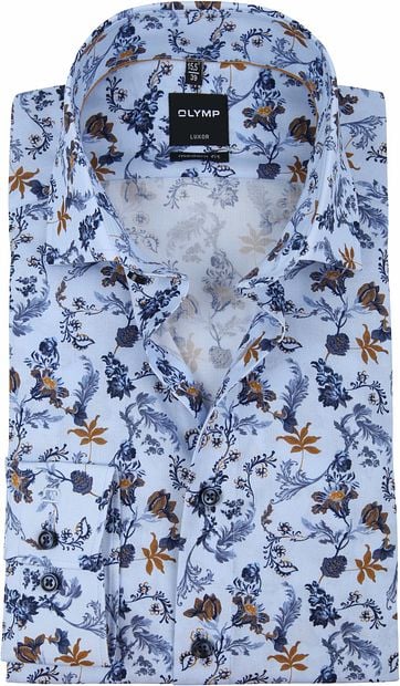 OLYMP Luxor MF Bloemen Overhemd Blauw